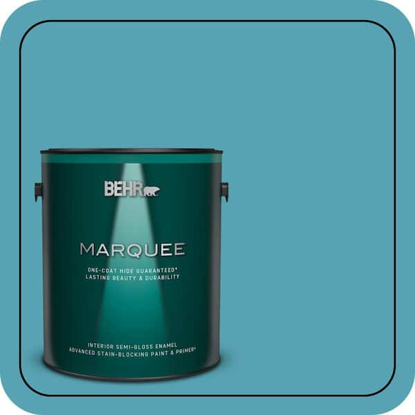 BEHR MARQUEE 1 gal. #M470-5 Explorer Blue One-Coat Hide Semi-Gloss Enamel Interior Paint & Primer