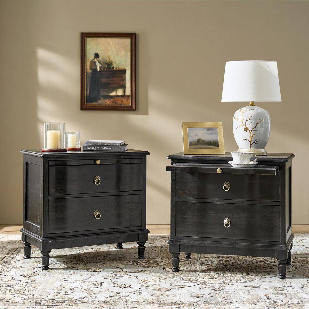 Di Charcoal 2-Drawer 26 in. W Nightstand with Built-in Power Outlet (Set of 2) price history on PriceWatchPro