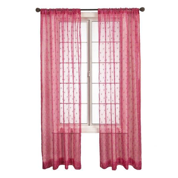 null Sheer Fantasia Hot Pink Rod Pocket Curtain