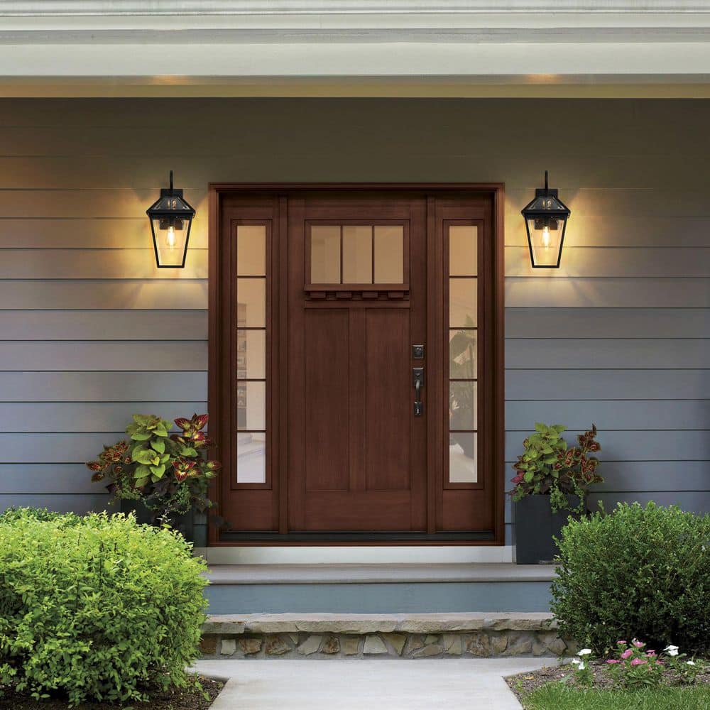 21 in.2-Pack Black No Motion Sensing Dusk to Dawn Outdoor Hardwired Wall Lantern Wall Scone Clear Glass with No Bulbs price history on PriceWatchPro