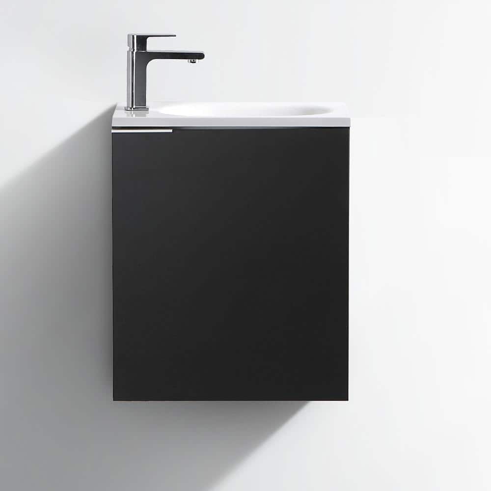 Valencia 20" Black Wall-Mount Vanity with White Acrylic Sink