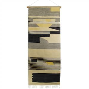 73 in. Multicolor Black And Beige Angular Patterns Wall Hanging