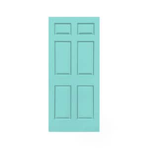 30 in. x 80 in. 6-Panel Mint Green Stained Composite MDF Interior Door Slab for Pocket Door