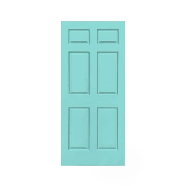 CALHOME 36 in. x 80 in. Mint Green Stained Composite MDF 6 Panel Interior Door Slab For Pocket Door