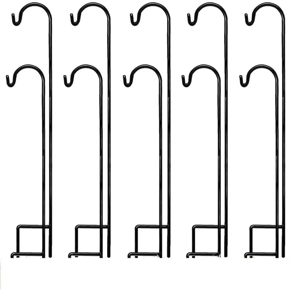 Ashman 35 Inch Black Steel Shepherd's Hook for Outdoor Decor, 10 Pack