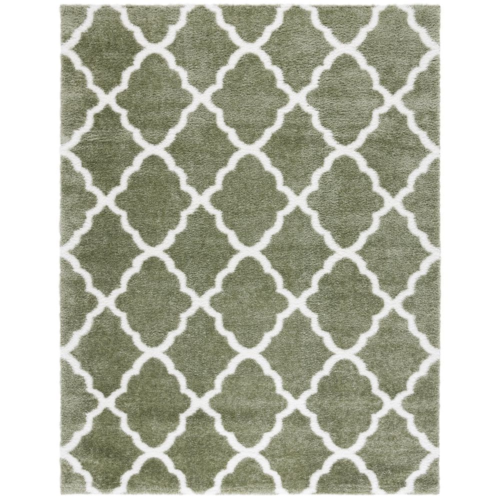 Tahoe Shag 8 ft. x 10 ft. Sage/White Trellis Diamond Area Rug price history on PriceWatchPro