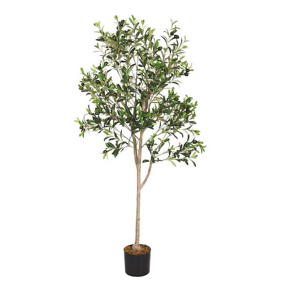 59 in. Artificial Olive Tree-Removable Faux Greenery with Realistic Leaves for Home & Office Decor
