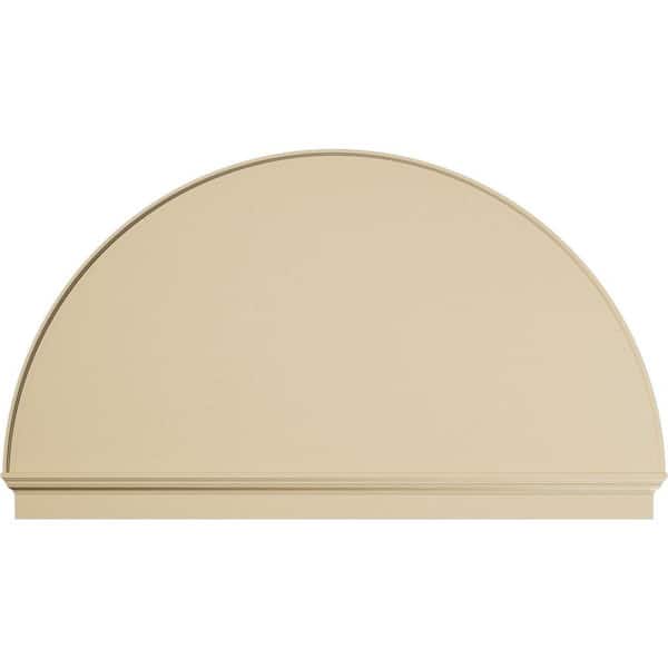 82 in. W x 47-3/4 in. H x 2-3/4 in. P Half Round Smooth Signature Urethane Combination Pediment, Primed Tan