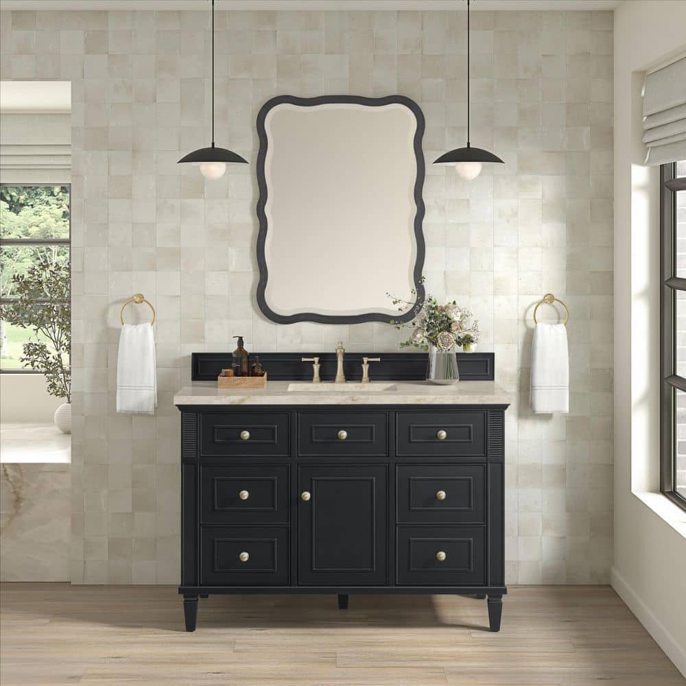Lorelai 48.0 in. Single Bath Vanity in Black Onyx with Tajnar Wireless Charging Engineered Composite Top price history on PriceWatchPro