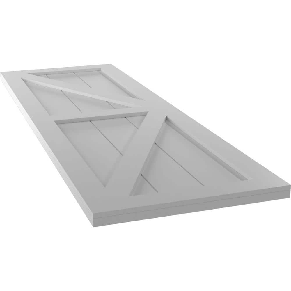 Primed Gray PVC Farmhouse Shutters with Z-Bar Design, 12"W x 58"H