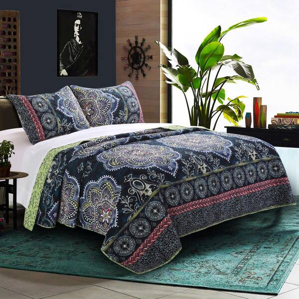 Barefoot Bungalow Twyla Midnight 3-Piece Full/Queen Quilt Set