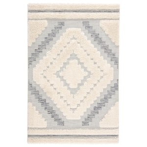Sani Indoor/ Outdoor Geometric Gray/ Cream Area Rug (8'9"X12'5")