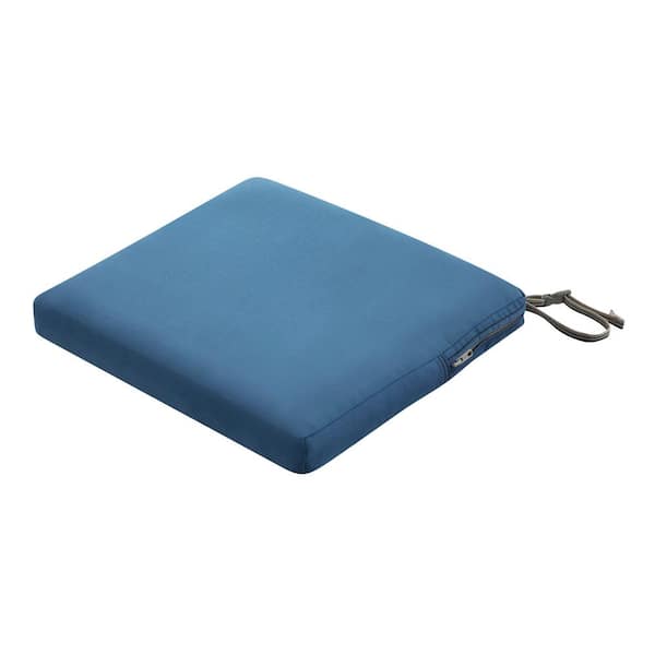 Classic Accessories Ravenna 18 in. W x 18 in. D x 2 in. Thick Outdoor Dining Chair Seat Cushion in Empire Blue