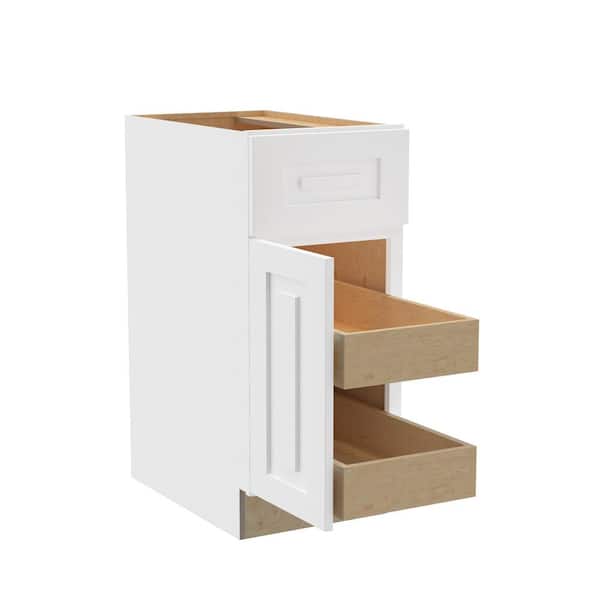 Home Decorators Collection Grayson 15 in. W x 24 in. D x 34.5 in. H Assembled Plywood Base Kitchen Cabinet in Pacific White with 2ROT Soft Close LH