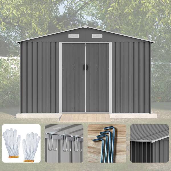 9.96 ft. W x 8 ft. D Metal Outdoor Storage Shed with
