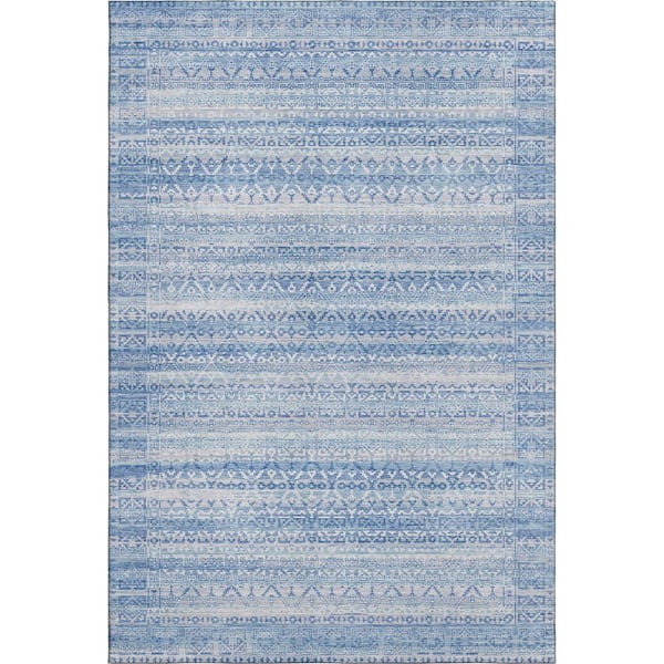 Mayfield Premium Machine Washable Abstract AMF2101 Sky 5 ft. x 7 ft. 6 in. Area Rug