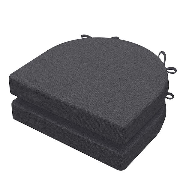 AAAAAcessories 17 in. x 16 in. Indoor U-shape Strappy Non-slip Chair Seat Cushion for Multi-scenario Setups in Dark Gray (2-Pack)