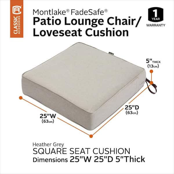 Classic Accessories Square Patio Lounge Seat Cushion Foam 25x25x5