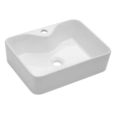 19 in. x 15 in. Bathroom Vessel Sink Modern Rectangle Above in White Porcelain Ceramic Vessel Vanity Sink Art Basin