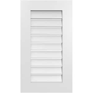 18 in. x 32 in. Rectangular White PVC Paintable Gable Louver Vent Functional