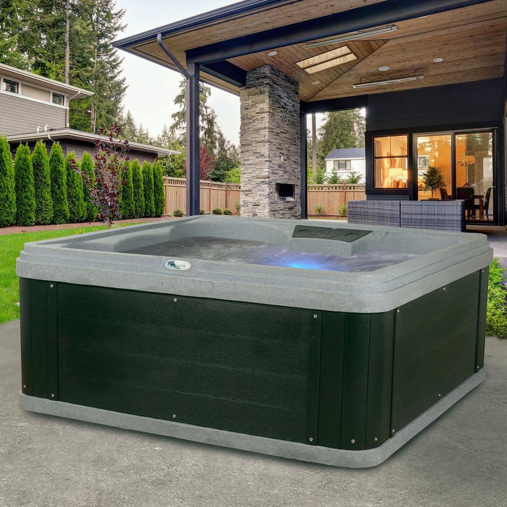 Ariana 6-Person Gray Polyethylene Square Hot Tub Spa