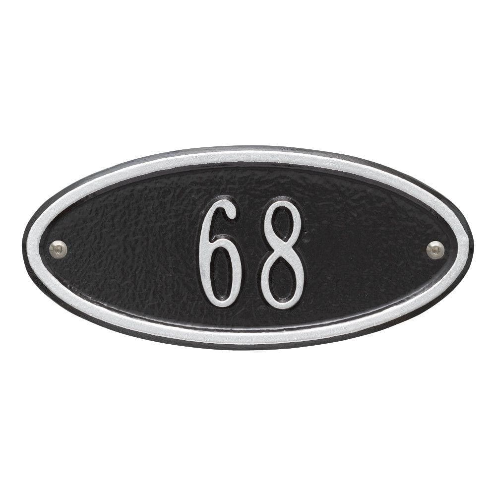 Whitehall Products Madison Petite Oval Black/Silver Wall 1-Line Address ...