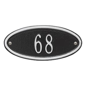 Madison Petite Oval Black/Silver Wall 1-Line Address Plaque