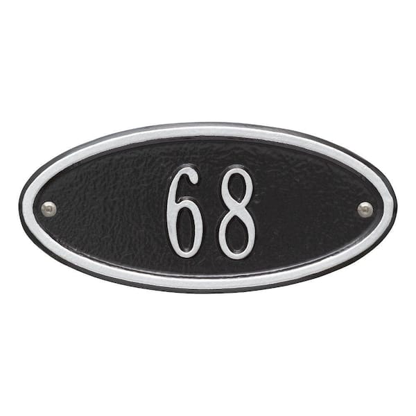 Whitehall Products Madison Petite Oval Black/Silver Wall 1-Line Address Plaque
