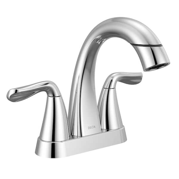 Delta Arvo 4 in. Centerset Double Handle Pull-Down Spout Bathroom Faucet in Chrome