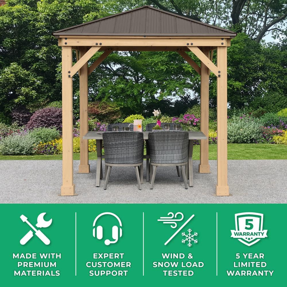 8' x 8' Cedar and Brown Permanent Gazebo