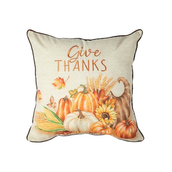 Glitzhome 18 in. Thanksgiving Embroidered Pillow 2011100001 - The Home ...