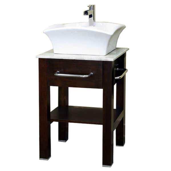 Bellaterra Home Portsmouth 25 in. W x 21 in. D x 40 in. H Single Vanity in Walnut with Marble Vanity Top in Cream