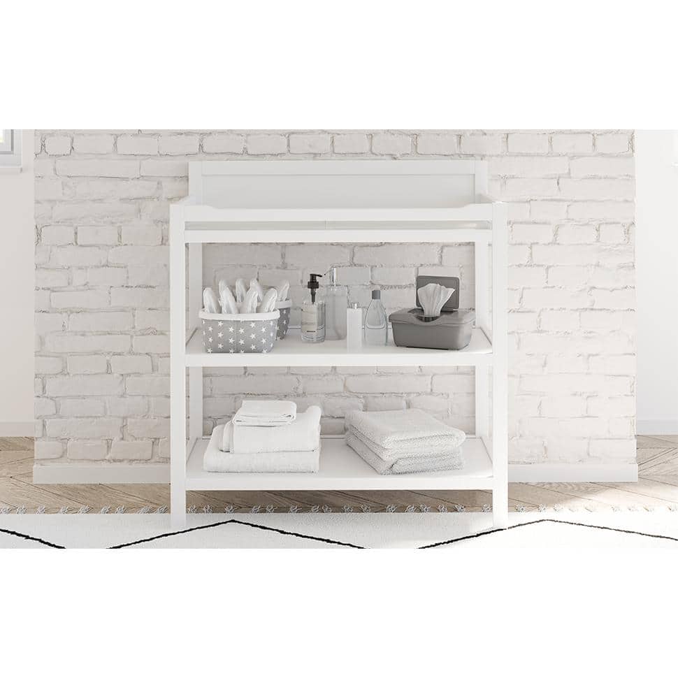 White Modern GREENGUARD Certified Changing Table with Drawers