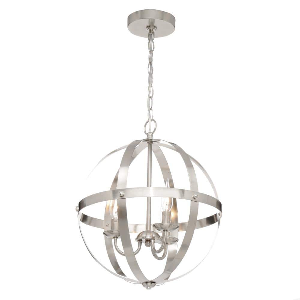 Elegant Stella Mira 15" Brushed Nickel Globe Chandelier with Industrial Charm