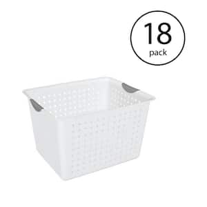 25.2 Qt. Plastic Storage Bin Organizer Basket with Handles (18-Pack)