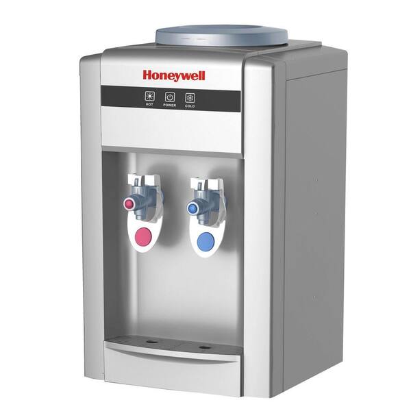 Honeywell 21 in. Hot and Cold Tabletop Water Cooler Dispenser in Silver
