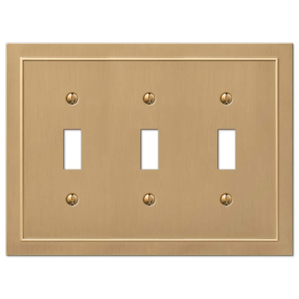 Brushed Bronze Triple Toggle Cast Metal Wallplate