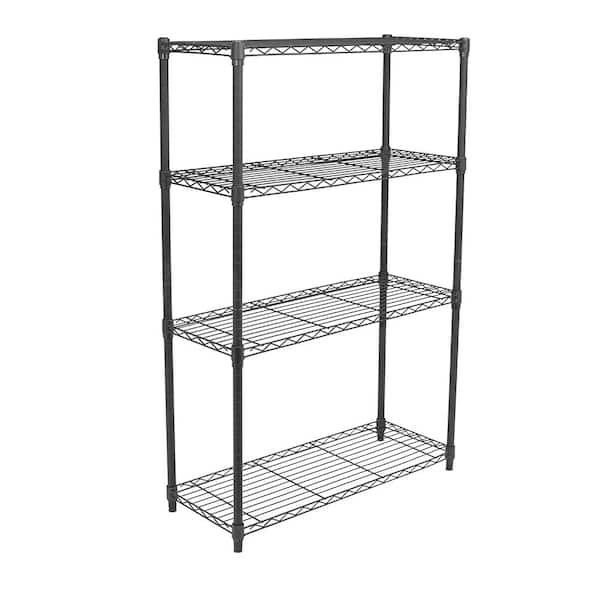 Home Basics Sunbeam 4-Tier Wire Shelving Unit, Black