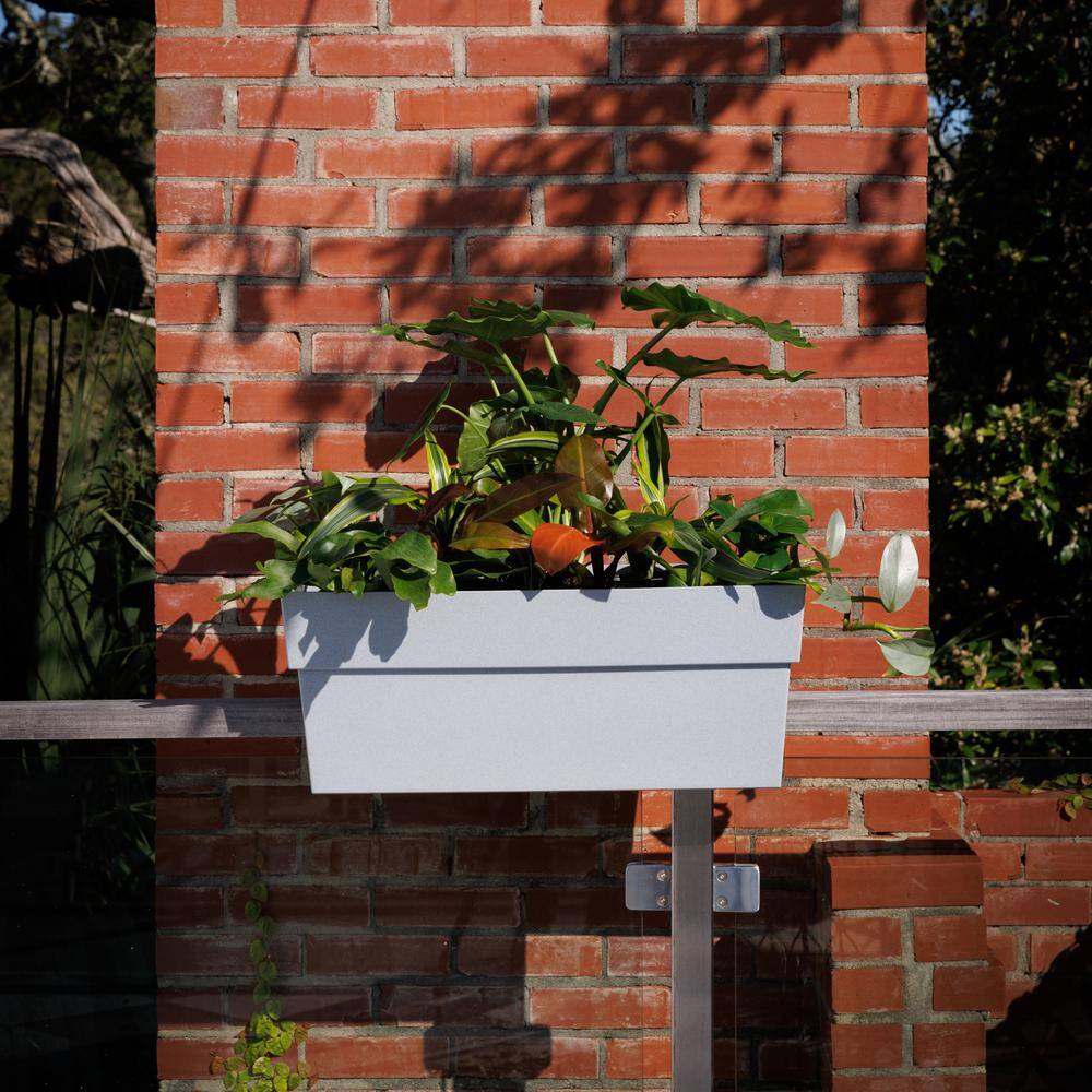 Cement Gray Recycled Plastic Deck Rail Planter, 24"