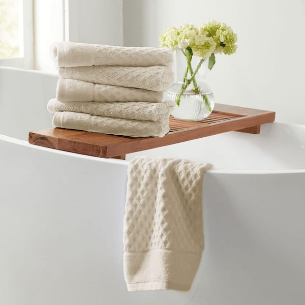 Oatmeal Ultra-Soft 100% Cotton Diamond Waffle 6-Pack Hand Towels