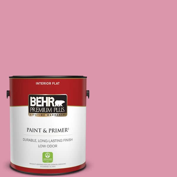 BEHR PREMIUM PLUS 1 gal. #110B-4 Foxy Pink Flat Low Odor Interior Paint &  Primer 140001 - The Home Depot