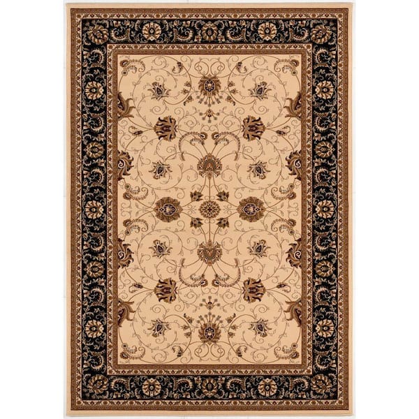 Majestic 2' x 2' (Exact Size: 2'3" x 2') Persian Indoor Doormat Rug, Beige Black, Traditional