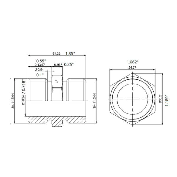 3/4 in. MHT Brass Coupling Fitting