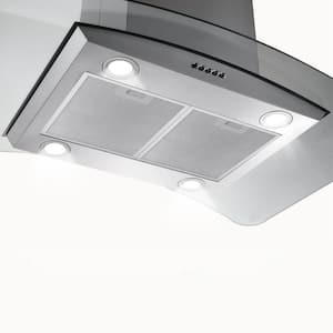36 in. 900 CFM Island Mount with LED Light Range Hood in Silver
