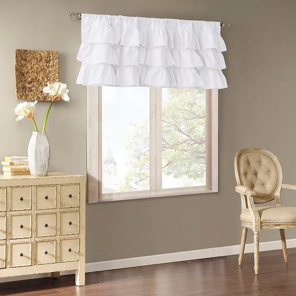 Joycelyn 18 in. L x 50 in. W in White Cotton Light Filtering Valance