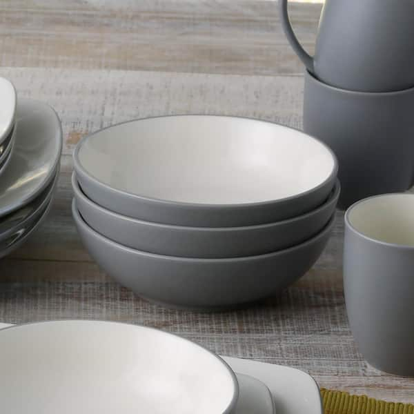 Downtown 4-Piece Light Grey Dinnerware Set with Soup Bowl + Reviews