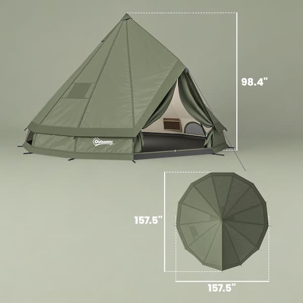 Outsunny 6-Person Oxford Cloth Teepee Tent A20-604V00GN - The Home