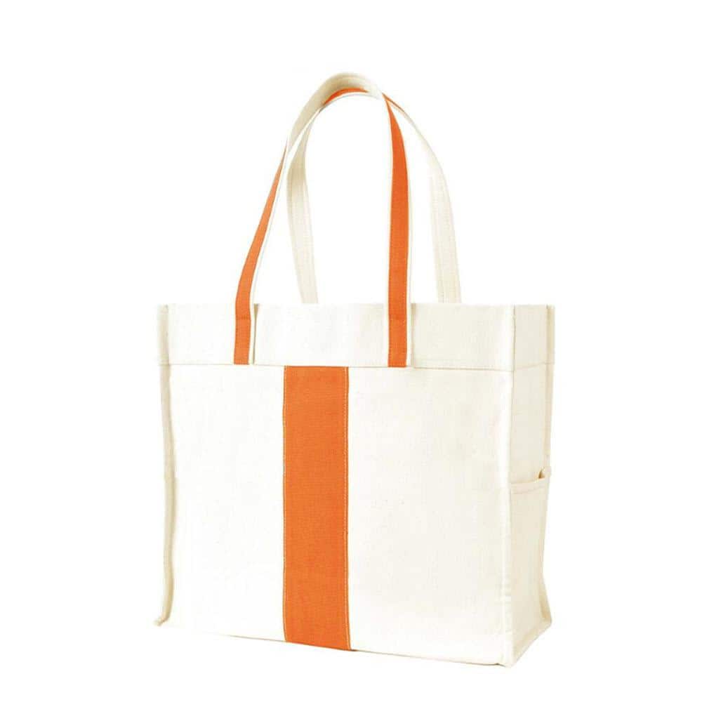 Canvas Handbag Orange Contrast Color Matching Leather High Quality