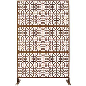 Elegant 48 in. x 76 in. Outdoor and Indoor Privacy Screen Metal, Freestanding Decorative Privacy Fence Panels in Brown