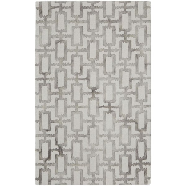 Ivory 8 ft. x 11 ft. Tufted Geometric Wool Indoor Area Rug